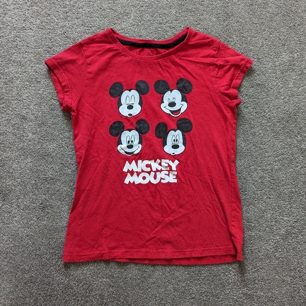 Disney Mickey Mouse red Tshirt Mickey logo kids XL 14 16 years old